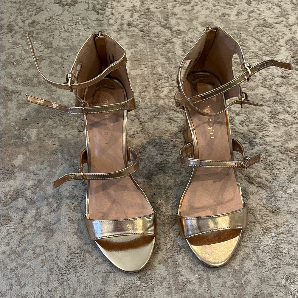 Gold Strappy Women's Sandals